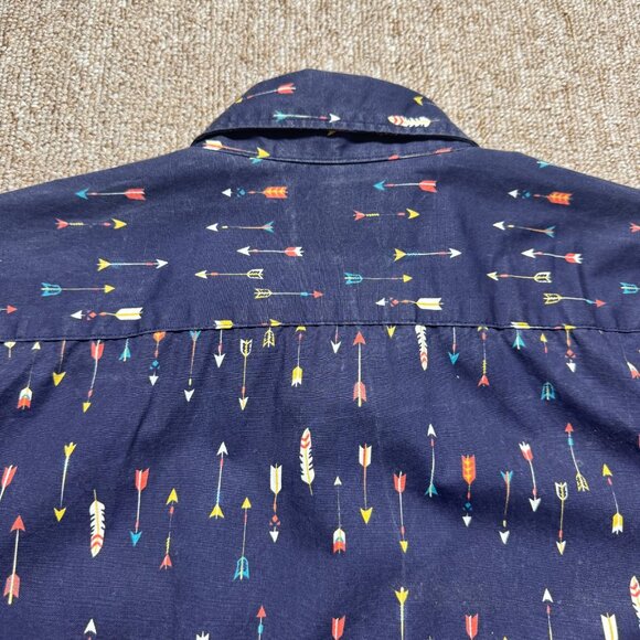 Naked & Famous Arrow Print Short Sleeve Button Up Shirt 120852330 Mens Large - Picture 8 of 9